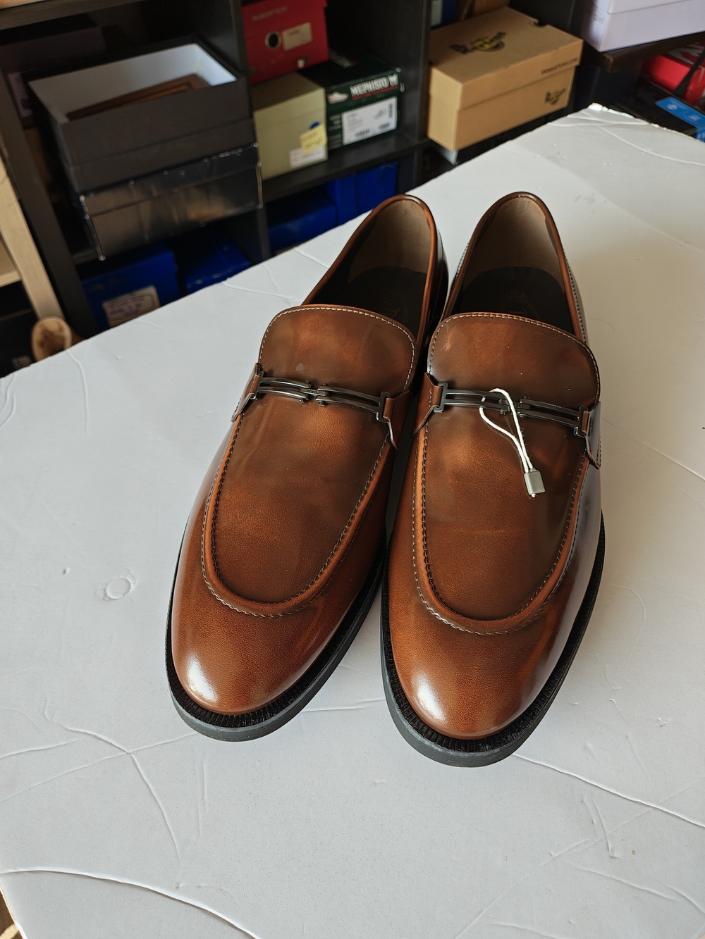 Tod's Cognac Leather Bit Loafers 13 NEW IN BOX
